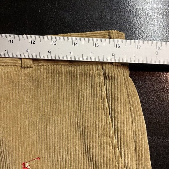 Vintage Halrin Corduroy Pants Golfer Embroidered Tan Cotton Needlepoint Red - Picture 7 of 10